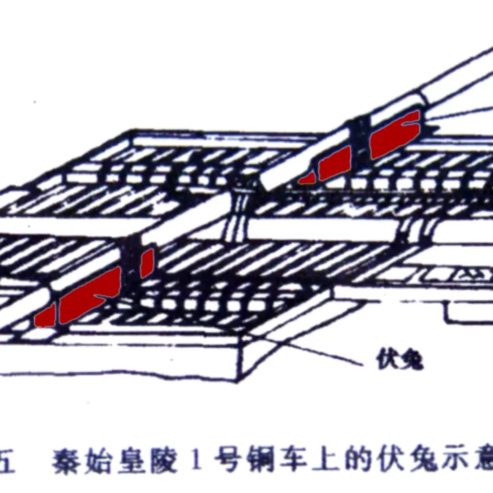 Historical technical drawing of a Chinese carriage component